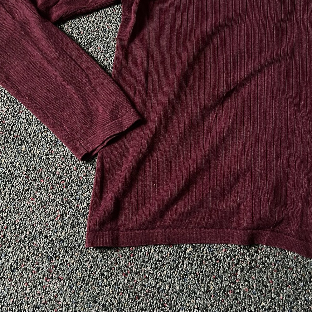 Maroon Burgundy Vintage 100% Silk Cardigan Ribbed Modest Long-Sleeve Sweater S - Picture 10 of 16